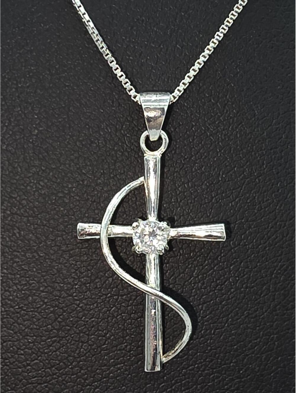 Sterling Silver Cross Necklace 925 Italy Arezzo Chain & HAN925 Thai